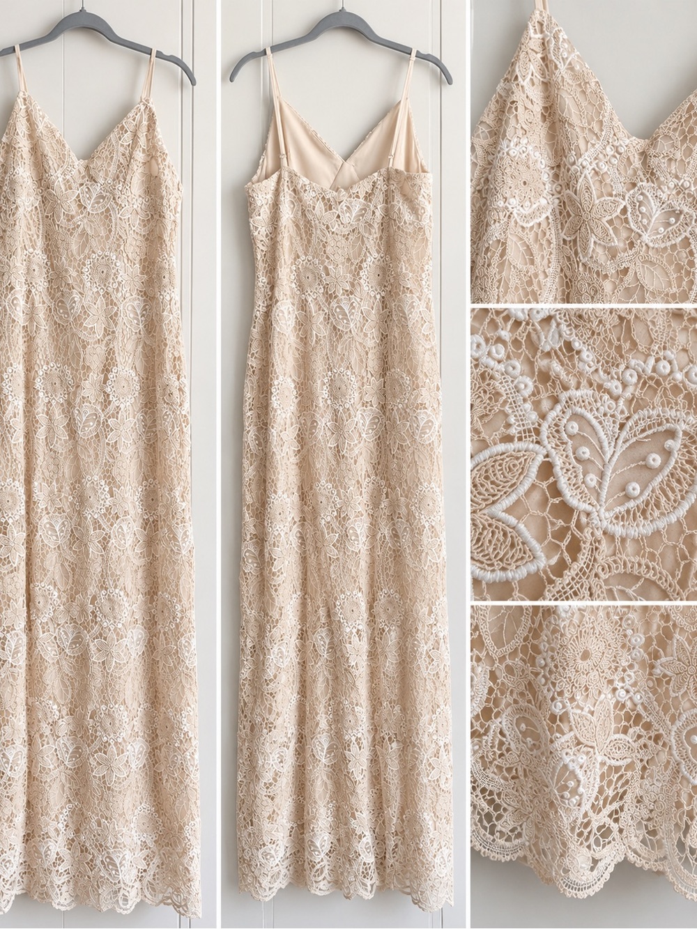 Altar'd State Lace Maxi Slip Dress — Beige